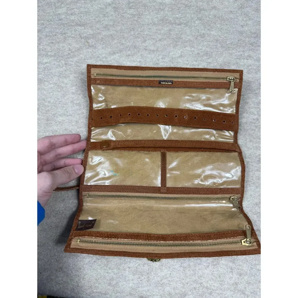Bond Street Leather Suede Travel Jewelry Holder